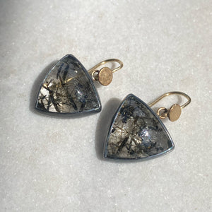 Black Tourmalinated Quartz Gumdrop Earrings