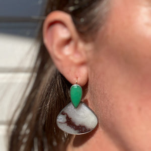 Convertible Chrysoprase and White Aquaprase Earrings