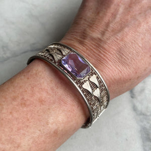 Sterling Silver Filigree Bracelet with Lab-created Alexandrite