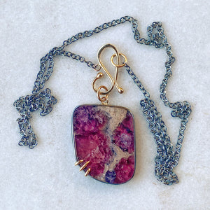 Freeform Pink Tourmaline in Matrix Pendant