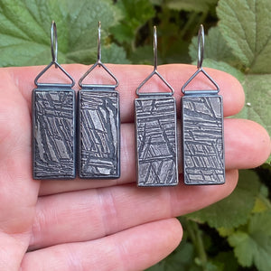 Rectangular Meteorite Earrings