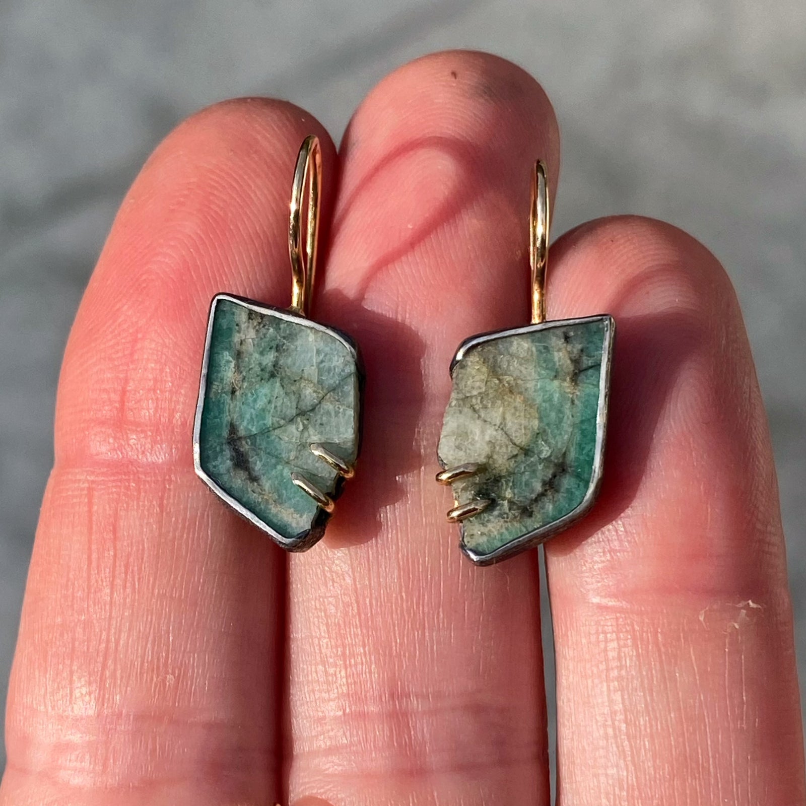 Baby Emerald Slice Earrings