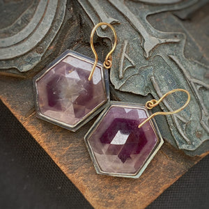 Large Raspberry Sheen Sapphire Earrings