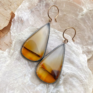 Montana Agate Earrings with Mother of Pearl
