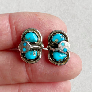 Zuni Snake Turquoise Stud Earrings