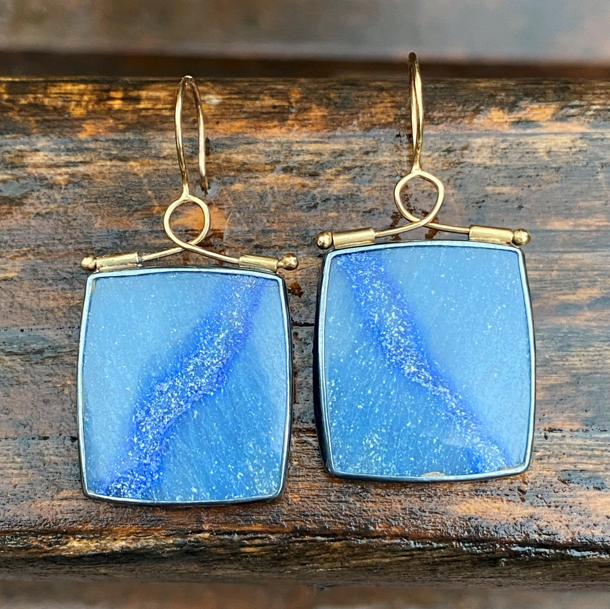 Dumortierite in Quartz Earrings