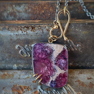 Freeform Pink Tourmaline in Matrix Pendant