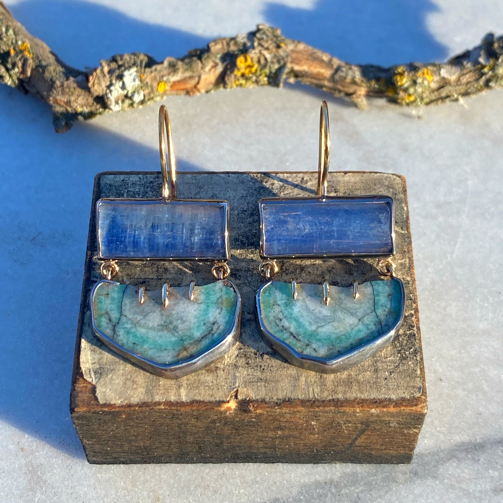 Kyanite and Emerald Earrings