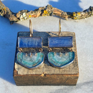 Kyanite and Emerald Earrings