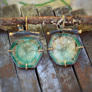 Emerald Earrings with Branched Earwires
