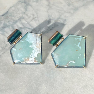 Aquaprase and Green Tourmaline Earrings
