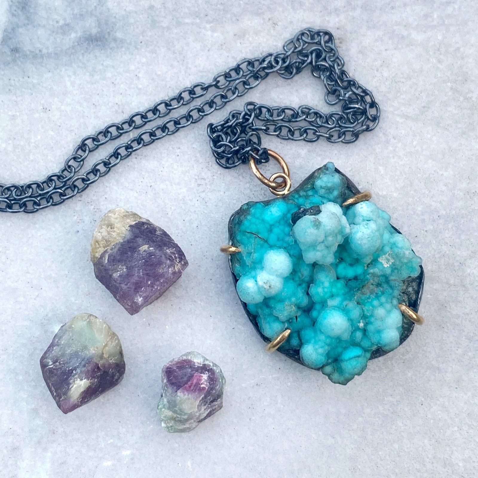 Drusy Chrysocolla Necklace