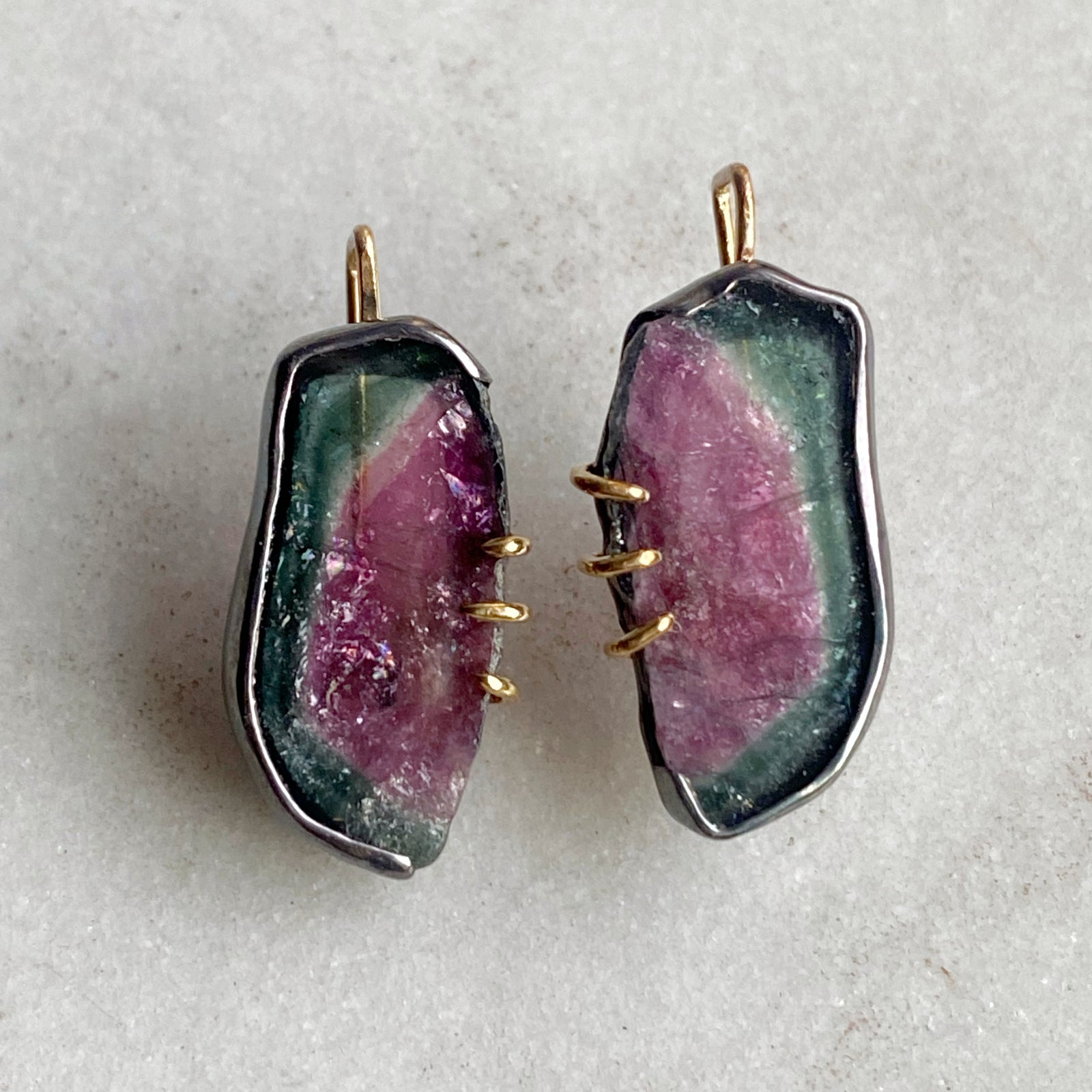 Bicolor Blue-Pink Tourmaline Earrings