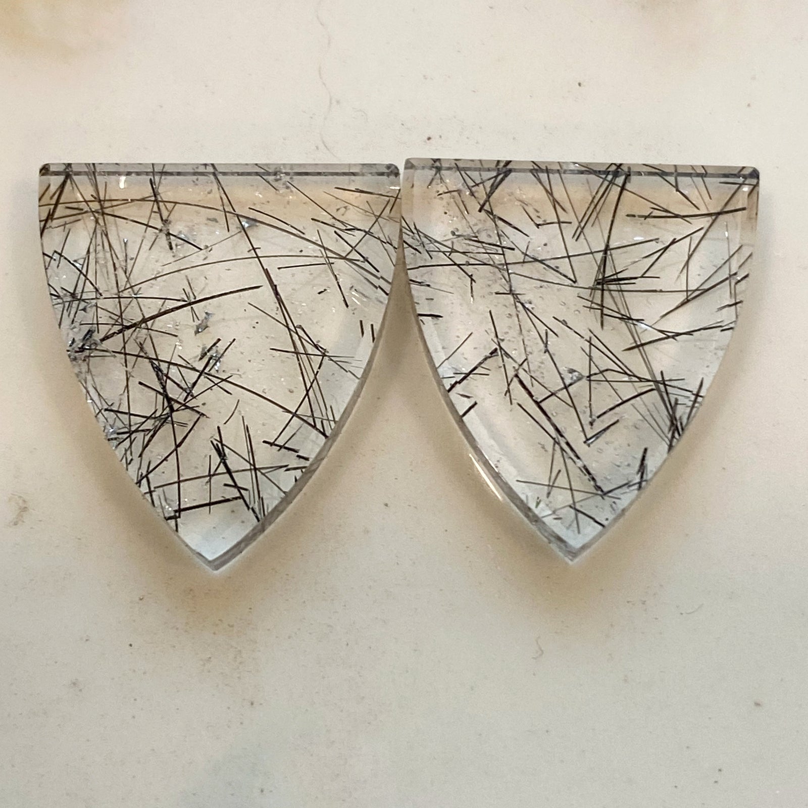 Custom Black Tourmalinated Quartz ‘Winking’ Earrings (WWilson)