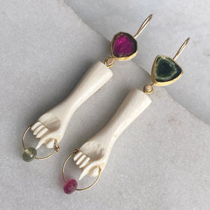 Tourmaline Earrings with Antique Figas