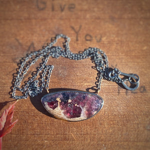 Freeform Magenta Tourmaline in Matrix Necklace