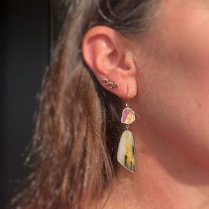 Multicolor Tourmaline and Montana Agate Earrings
