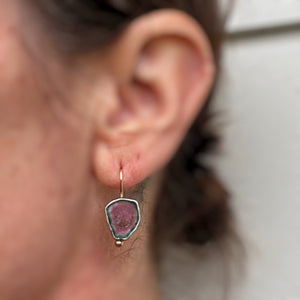 Blue/Pink Tourmaline Earrings