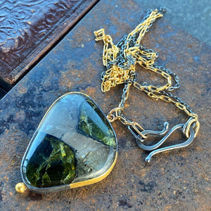 Green Tourmaline in Matrix Necklace