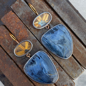 Pietersite and Golden Star Rutilated Quartz Earrings #2