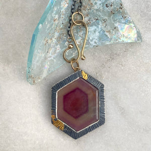 Raspberry Sheen Sapphire Pendant