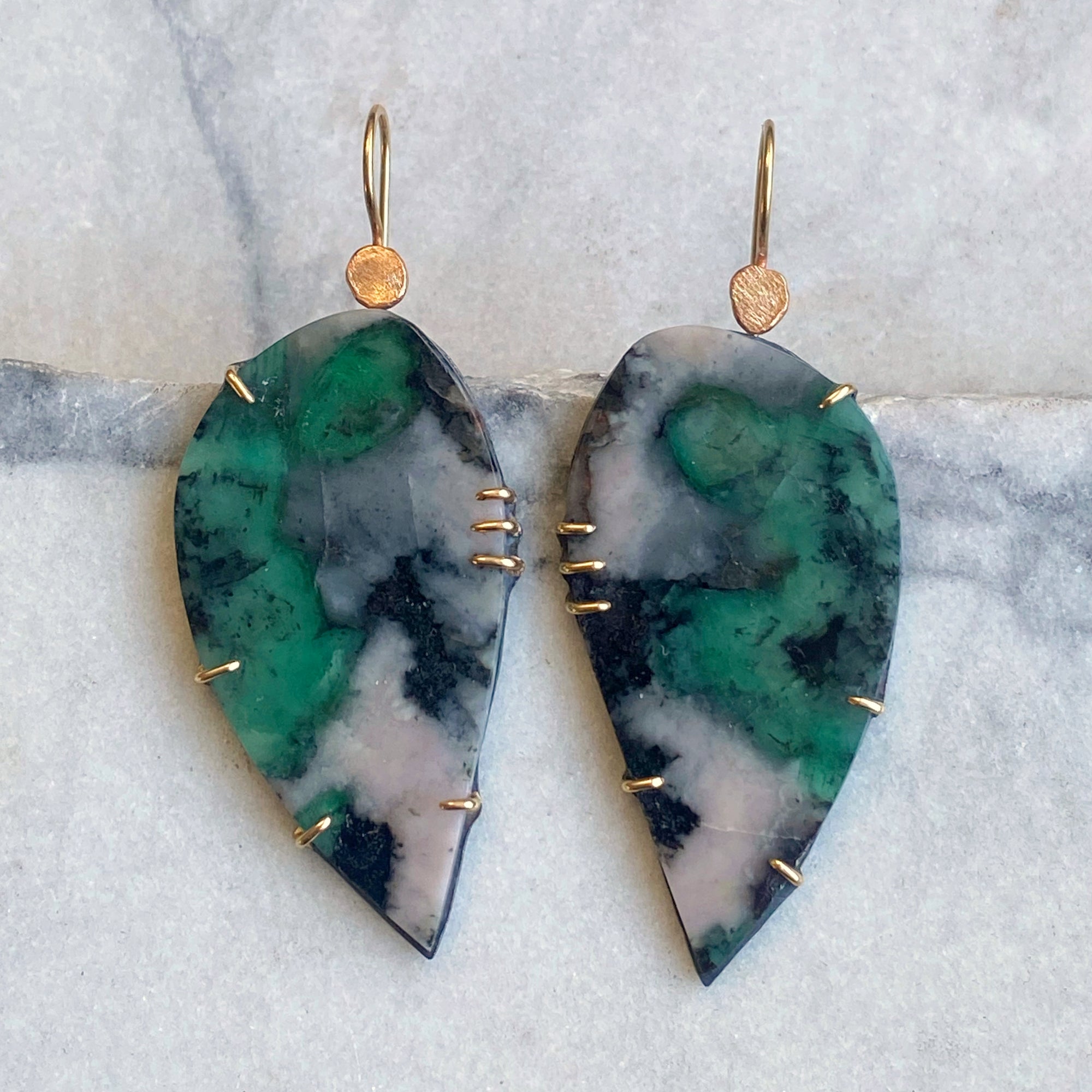 Emerald Leaf Earrings