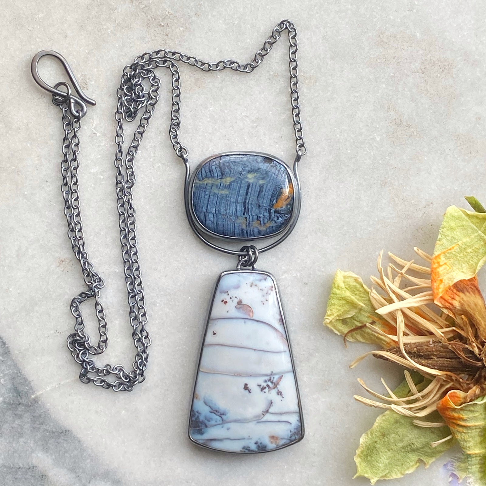 Native Copper in Quartz and Pietersite Necklace