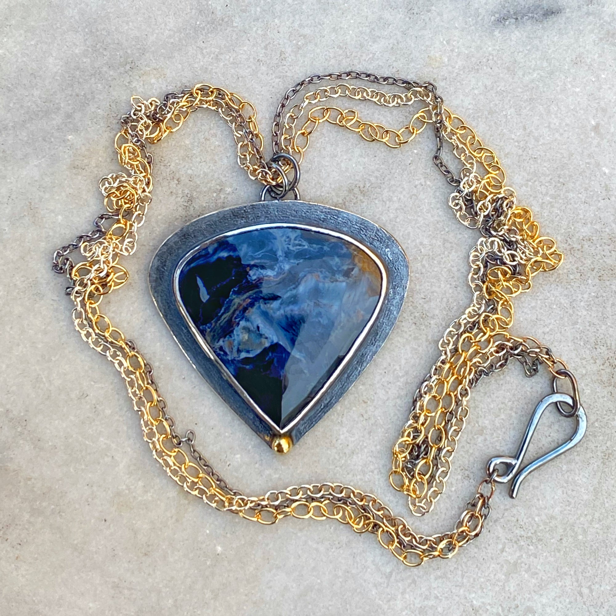 Custom Pietersite Necklace with Multi-strand Chain, 16”