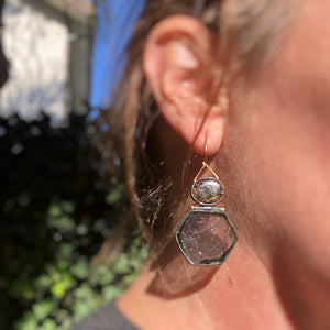 Lavender Tourmaline and Volcanic Porphyry Earrings