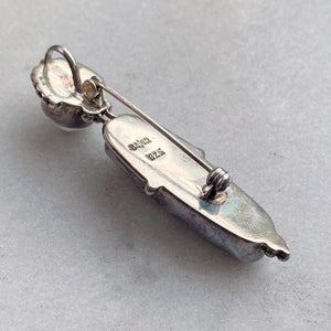 Vintage Sajen 925 Silver Bone and Moonstone Pendant/Brooch