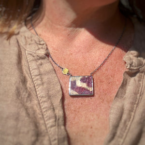 Tourmaline in Matrix Necklace with Keum Boo Accent