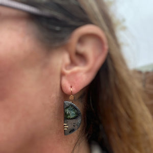 Green Tourmaline in Matrix Earrings