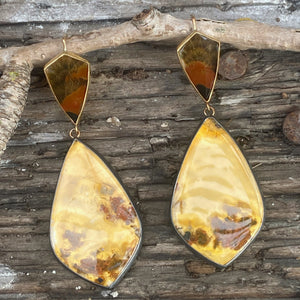 Dendritic Agate and Copper in Quartz Earrings