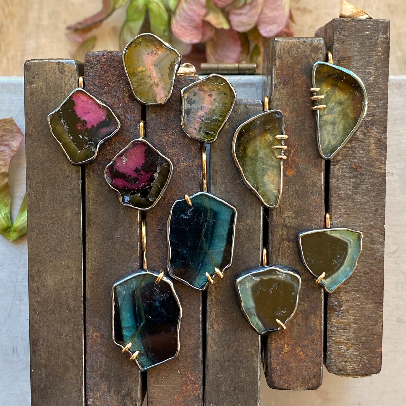 Multicolor Tourmaline Shard Earrings