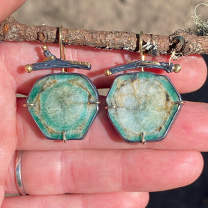 Emerald Earrings with Branched Earwires