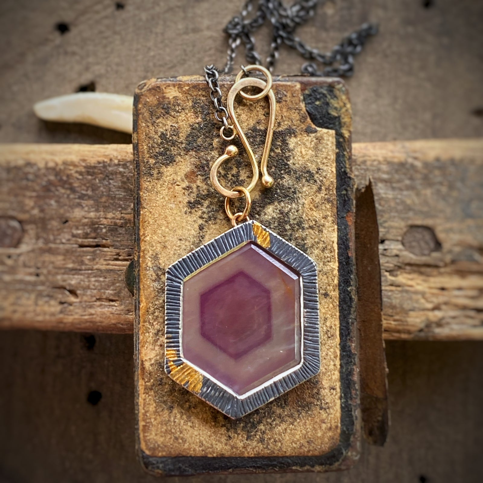 Raspberry Sheen Sapphire Pendant