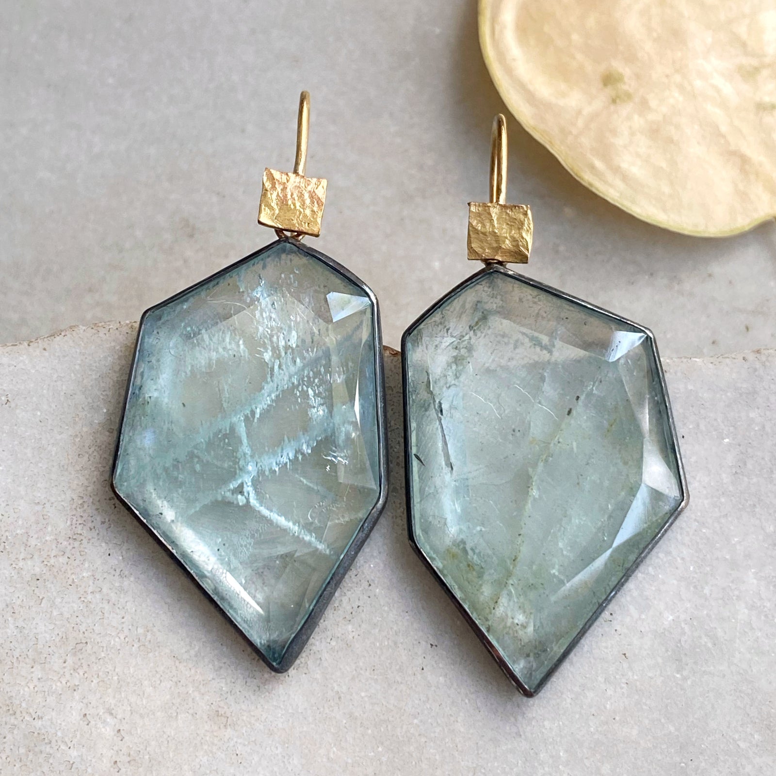 Geometric Aquamarine Earrings