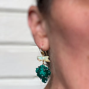 Opal and Dioptase Earrings