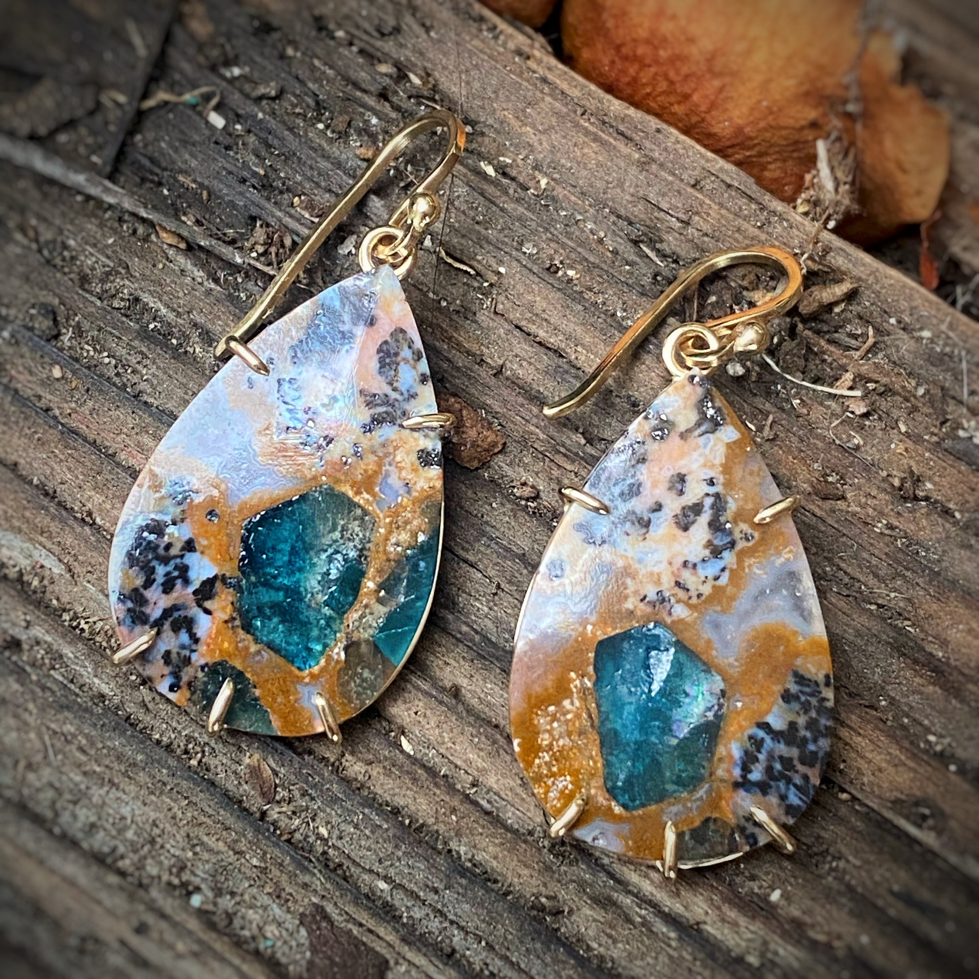 Apatite in Jasper Earrings