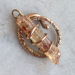 Vintage/Modern Ouroboros Pendant with Imperial Topaz Crystal