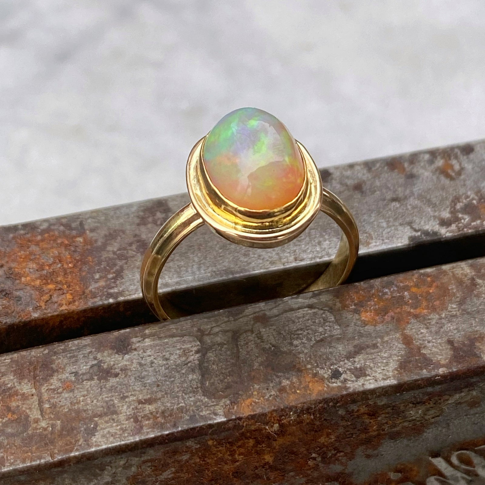4.5 Ct. Ethiopian Opal Ring in 14K and 22K