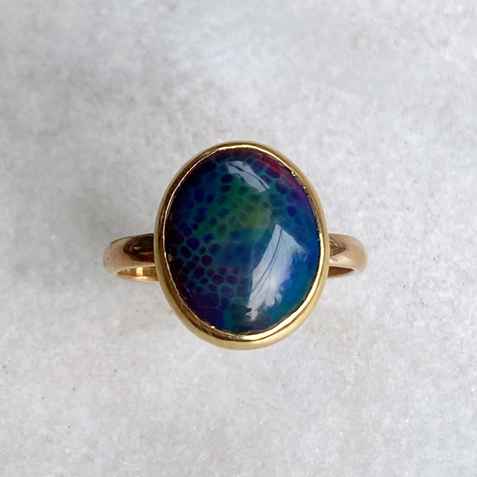 Snakeskin Black Opal Ring