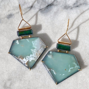 Aquaprase and Green Tourmaline Earrings