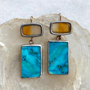Montana Agate and Malazurite Earrings