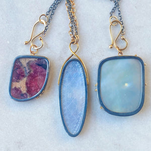 Freeform Pink Tourmaline in Matrix Pendant