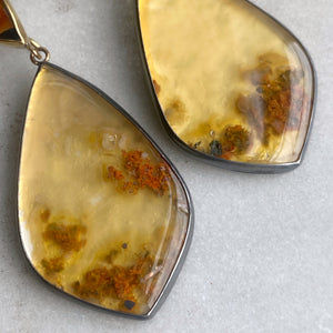 Dendritic Agate and Copper in Quartz Earrings