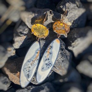 Maligano Jasper and Dendritic Quartz Earrings