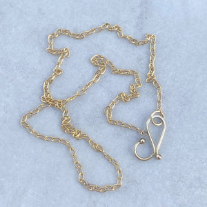 14K Yellow Gold Charmholder Necklace with Drawn 14K Gold Filled Chain