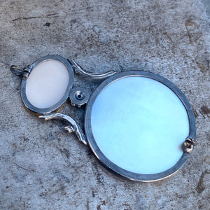 Convertible Pendant/Brooch with Dendritic Agate and Antique Heart-Shaped Glass Posey Vase