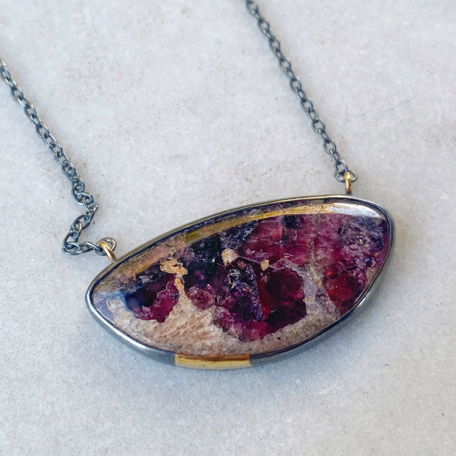 Freeform Magenta Tourmaline in Matrix Necklace